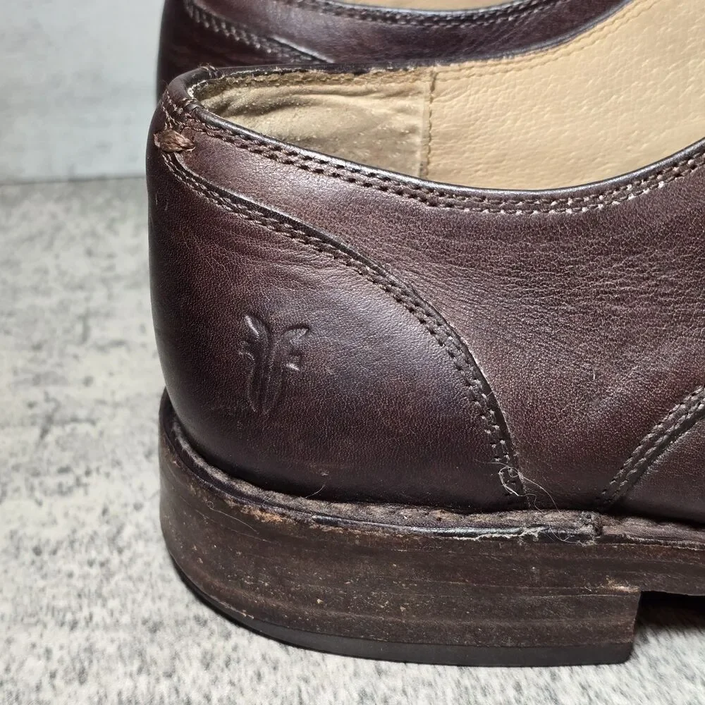 Mens Frye Boots Oliver Oxford Cap Toe Lace Up Brown 84742 BLK Sz 9